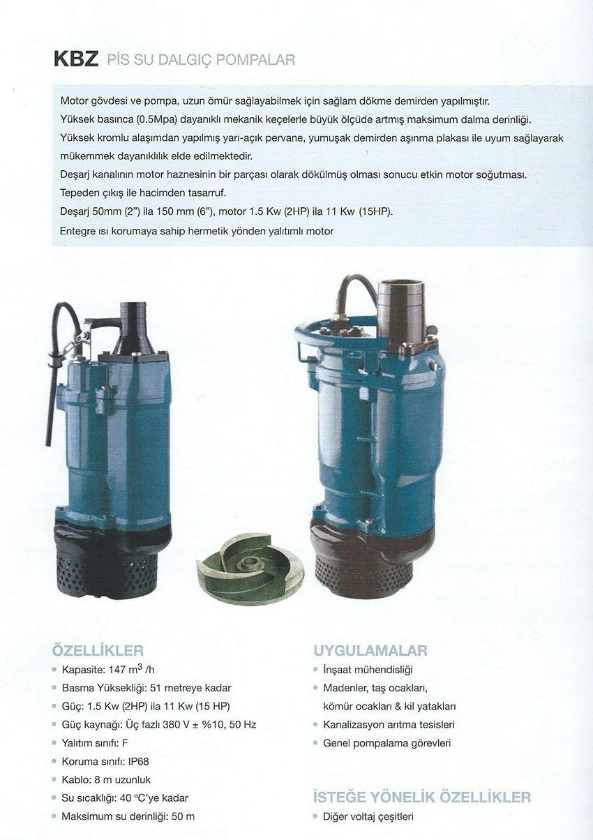 KBZ 32.2 - 3 hp Pis Su 380V Dalgıç Pompa (80mm)